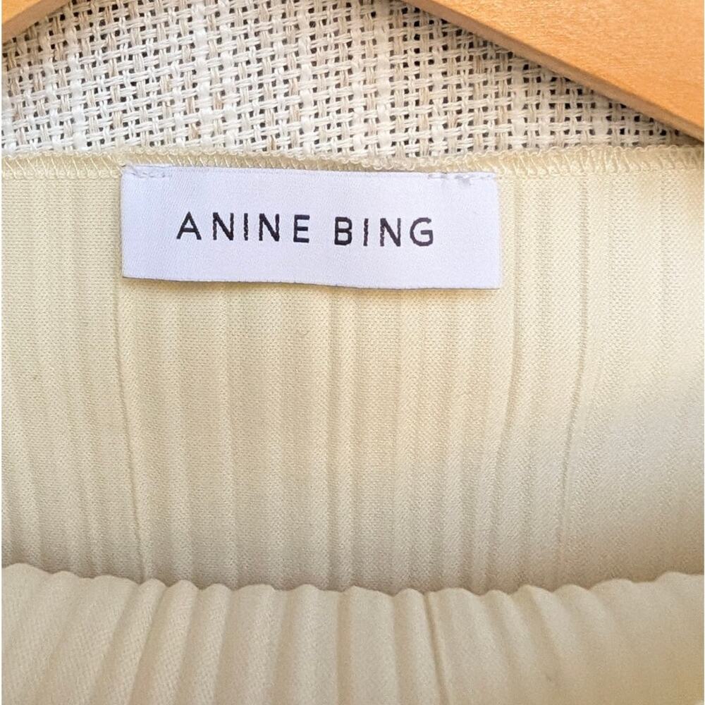 Anine Bing Off-White Buttercream Kira Mini Dress Pleated Long Sleeve Mock Neck - Picture 4 of 7